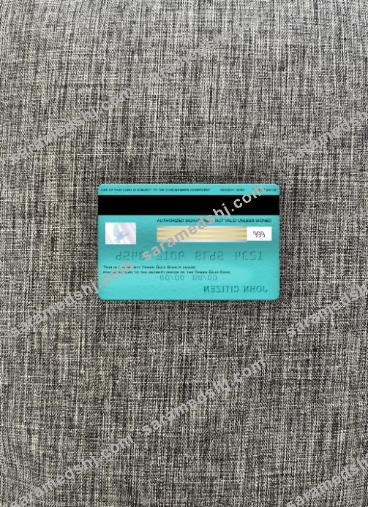 Yemen Gulf Bank visa electron card photolook back